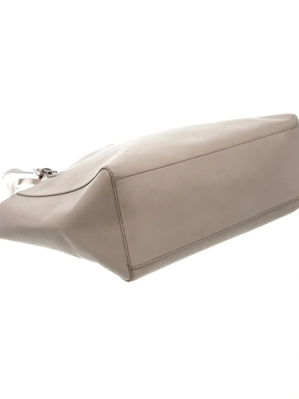 Tory Burch Neutral Taupe Leather Double-Strap Tote